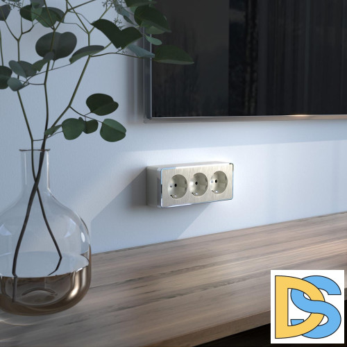 Розетка тройная с/з со шторками Werkel Gallant шампань рифленый W5073110 4690389163883