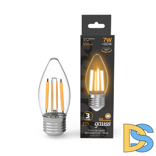 Лампа светодиодная Gauss Filament E27 7W 2700K 103802107