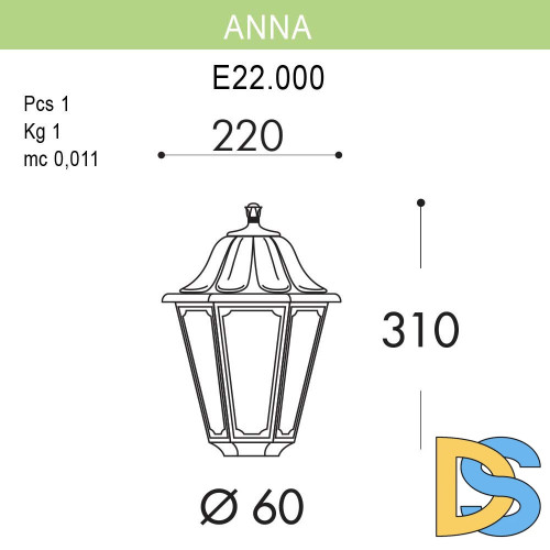 Уличный светильник Fumagalli Anna E22.000.000.BXF1R