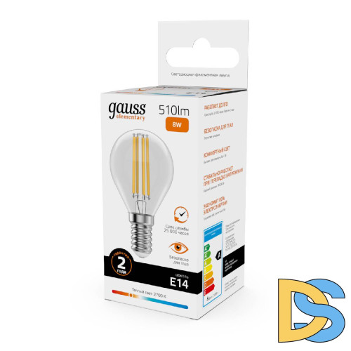 Лампа светодиодная Gauss Filament Elementary E14 8W 2700K 52118