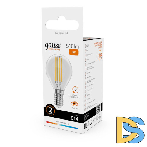 Лампа светодиодная Gauss Filament Elementary E14 8W 2700K 52118
