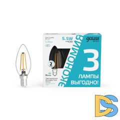 Лампа светодиодная Gauss Basic Filament E14 5,5W 4100K 1031126T