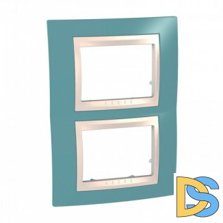 Рамка 2-ая (двойная) вертикальная, Синий/Бежевый, серия Unica, Schneider Electric