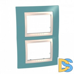 Рамка 2-ая (двойная) вертикальная, Синий/Бежевый, серия Unica, Schneider Electric