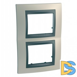 Рамка 2-ая (двойная) вертикальная, Опал/Графит (металл), серия UNICA TOP/CLASS, Schneider Electric