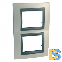 Рамка 2-ая (двойная) вертикальная, Опал/Графит (металл), серия UNICA TOP/CLASS, Schneider Electric