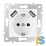 Розетка с заземлением, шторками + USB Arte Milano 203.47-1.white