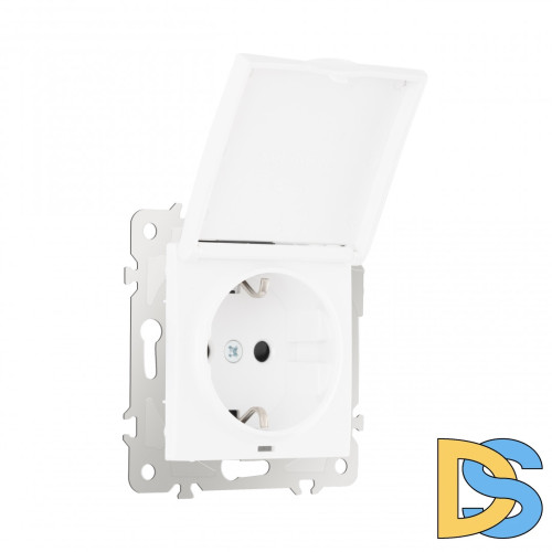 Розетка с заземлением, шторками и защитной крышкой Arte Milano 206.41-1.white
