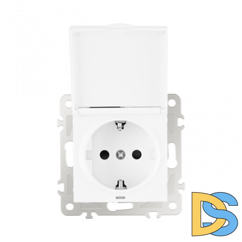 Розетка с заземлением, шторками и защитной крышкой Arte Milano 206.41-1.white