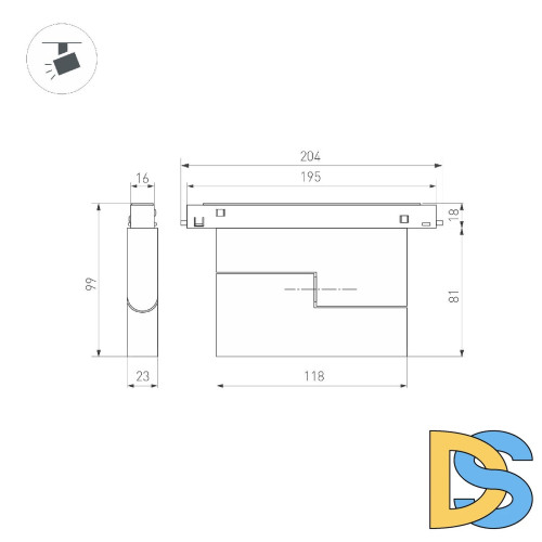 Трековый трехфазный светильник Arlight MAG-ORIENT-FLAT-FOLD-S195-6W Warm3000 WH, 80 deg, 48V 035854(1)