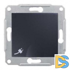 Розетка 1-ая электрическая, с заземлением, крышкой IР44, влагозащищенная, Графит, серия Sedna, Schneider Electric