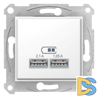Розетка USB 2-ая 2100 мА (для подзарядки), Белый, серия Sedna, Schneider Electric