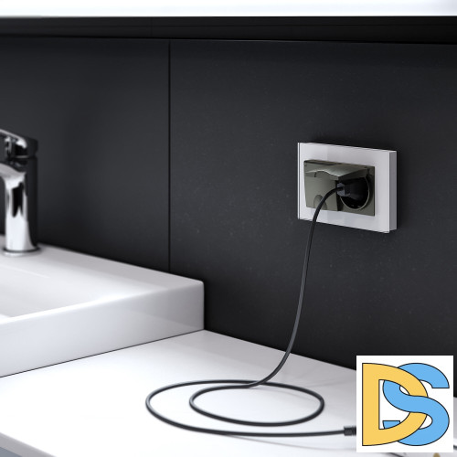 Розетка двойная влагозащищенная с заземлением с защитной крышкой и шторками Werkel черный W1172208 4690389178092