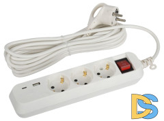 Удлинитель электрический Эра UB-3es-5m-USB Б0052899