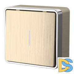 Выключатель одноклавишный с подсветкой Gallant (шампань рифленый) W5010110