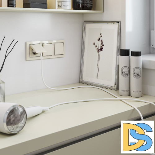 Розетка влагозащ. с зазем. с защит. крышкой и шторками Werkel (слоновая кость) W1171203