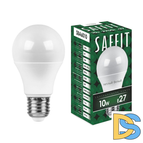 Лампа светодиодная Saffit SBA6010 шар E27 10W 2700K 55004