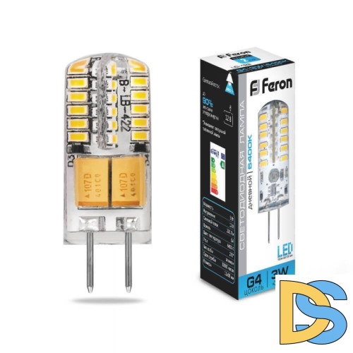 Лампа светодиодная Feron G4 3W 6400K Прямосторонняя Матовая LB-422 25533