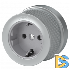 Розетка с заземлением (Матовый хром) ретро WL19-10-01