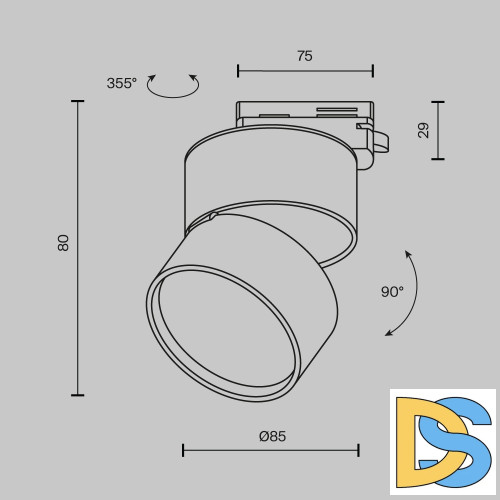 Трековый однофазный светильник Maytoni Onda TR007-1-12W4K-B-1