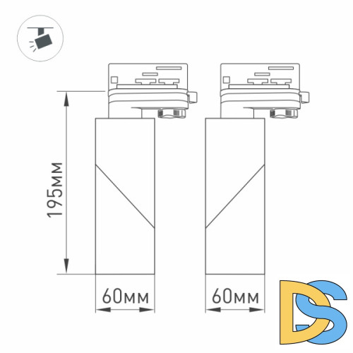 Трековый светодиодный светильник Arlight LGD-Twist-Track-4TR-S60x60-12W Day4000 026760(1)