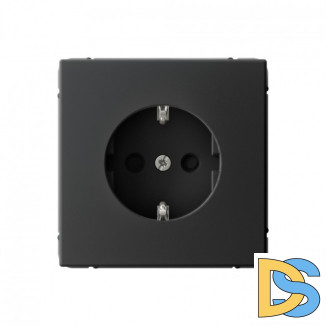 Розетка с заземлением со шторками Schneider Electric Art Gallery 16А, механизм, КАРБОН, GAL001045
