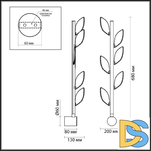 Настенный светильник Odeon Light L-vision Listva 5445/5WL