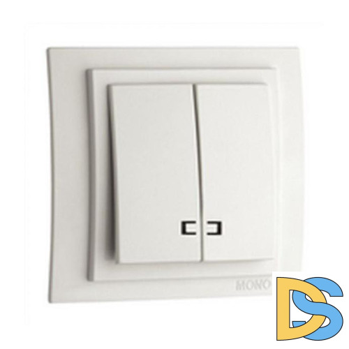 Выключатель двухклавишный с подсветкой Mono Electric Despina-Larissa 10А 250В слоновая кость 500-000125-103