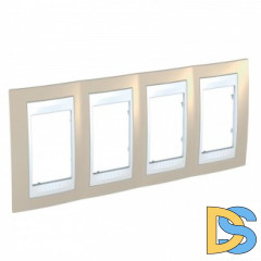 Рамка 4-ая (четверная), Песчаный/Белый, серия Unica, Schneider Electric