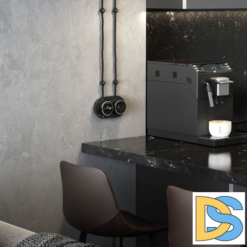 Переключатель одноклавишный Werkel Vintage черный матовый/хром W5812051 4690389174032