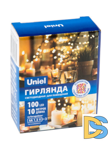 Светодиодная гирлянда Uniel Роса (UL-00005483) разноцветный ULD-S1000-100/SCB/3AA Multi IP20 Dew