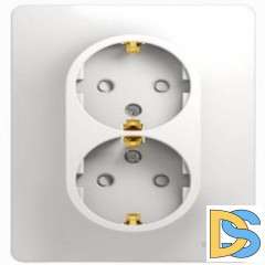 Розетка 2-ая электрическая с заземлением с защитными шторками, Белый, серия Glossa, Schneider Electric