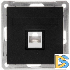 Розетка телефонная 1-ая 4 контакта, RJ-11, Черный бархат, серия Wessen 59, Schneider Electric