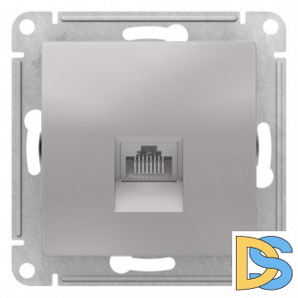 Розетка компьютерная 1-ая кат.5е, RJ-45 (интернет), Алюминий, серия Atlas Design, Schneider Electric