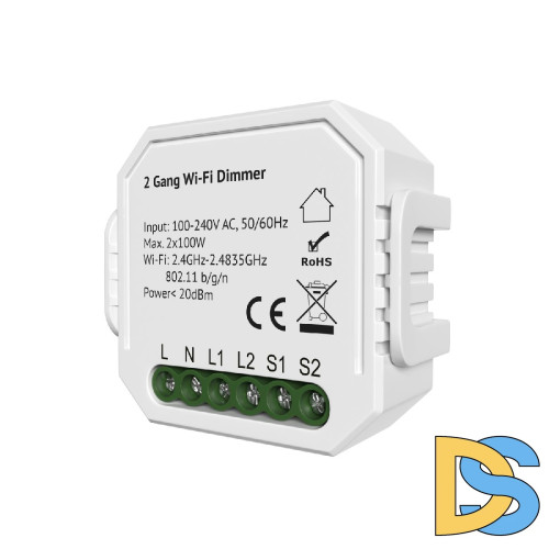 Двухканальное Wi-Fi реле-диммер Denkirs Relay RL1004-DM/1