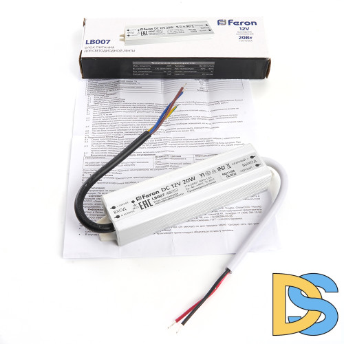 Трансформатор для светодиодной ленты Feron LB007 20Вт 12В IP67 48052