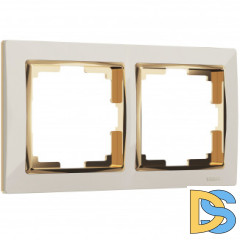 Рамка на 2 поста (слоновая кость/золото) W0021932