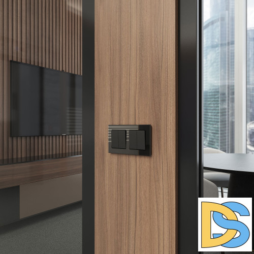 Перекрестный Выключатель двухклавишный Werkel (чёрный) W1123006