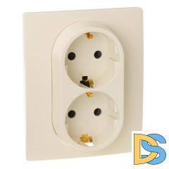 Розетка 2X2К+З Legrand Etika 16A 250V с/з винтовой зажим немецкий стандарт слоновая кость 672323