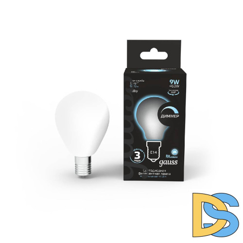 Лампа светодиодная филаментная диммируемая Gauss E14 9W 4100К матовая 105201209-D