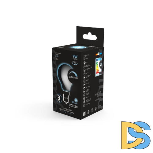 Лампа светодиодная филаментная диммируемая Gauss E14 9W 4100К матовая 105201209-D