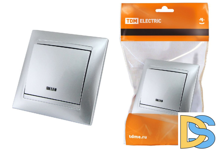 Выключатель одноклавишный с подсветкой Лама TDM Electric SQ1815-0204