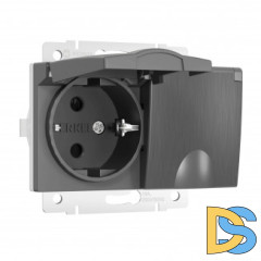 Розетка двойная влагозащ. с зазем. с защит. крышками и шторками (графит рифленый) W1172204