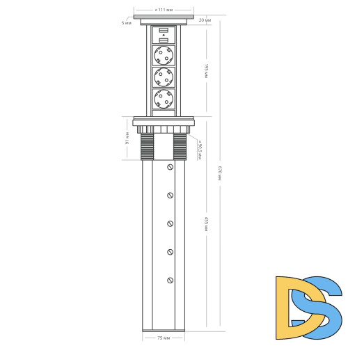 Сенсорный блок розеток LK (3 секции и 2 USB) Mebax 00-00001183