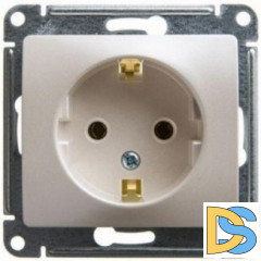 Розетка 1-ая электрическая, с заземлением, Молочный, серия Glossa, Schneider Electric