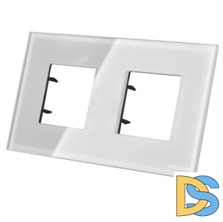 Рамка 2 поста (4 модуля) ABB Zenit Белое стекло