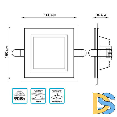 Встраиваемый светильник Gauss Glass 948111212