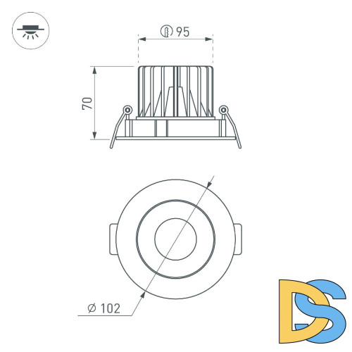 Встраиваемый светильник Arlight MS-FORECAST-BUILT-TURN-R102-12W Day4000 033659(1)