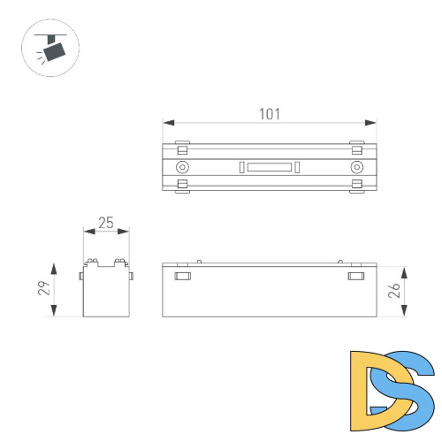 Трековый магнитный светильник Arlight MAG-VIBE-LASER-L101-6W Day4000-MIX (BK, 24 deg, 48V, DALI) 044418