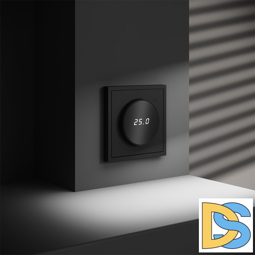 Терморегулятор электронный VOLTUM S70 с индикацией и датчиком, для теплого пола, (черный матовый)